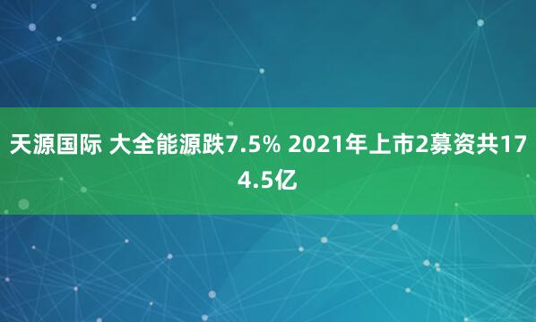 天源国际 大全能源跌7.5% 2021年上市2募资共174.5亿